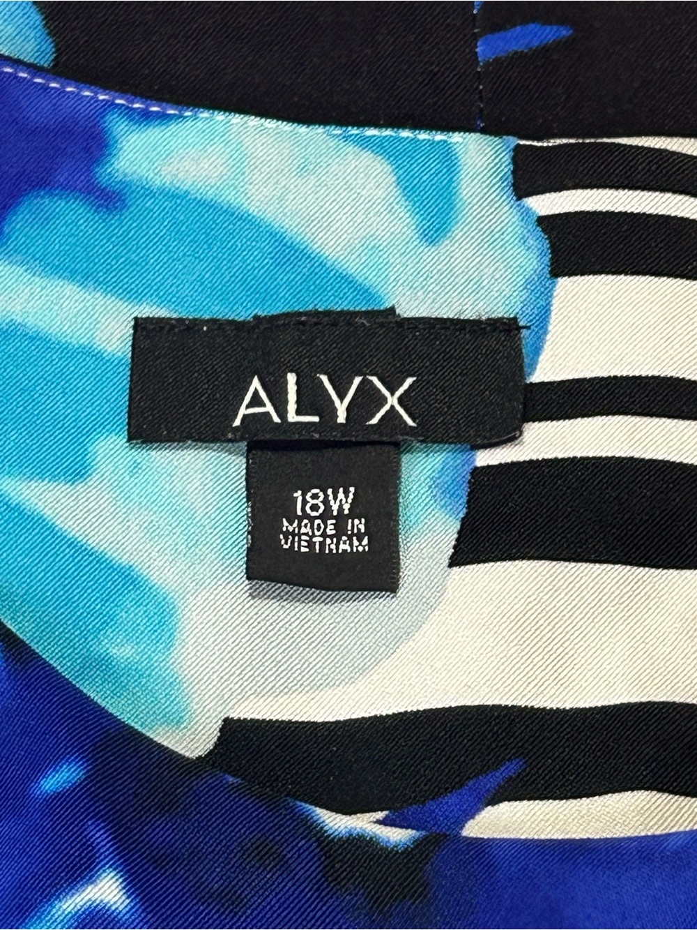 ALYX Black and White Striped Midi Dress with Blue Floral Print 18W - Picture 3 of 9